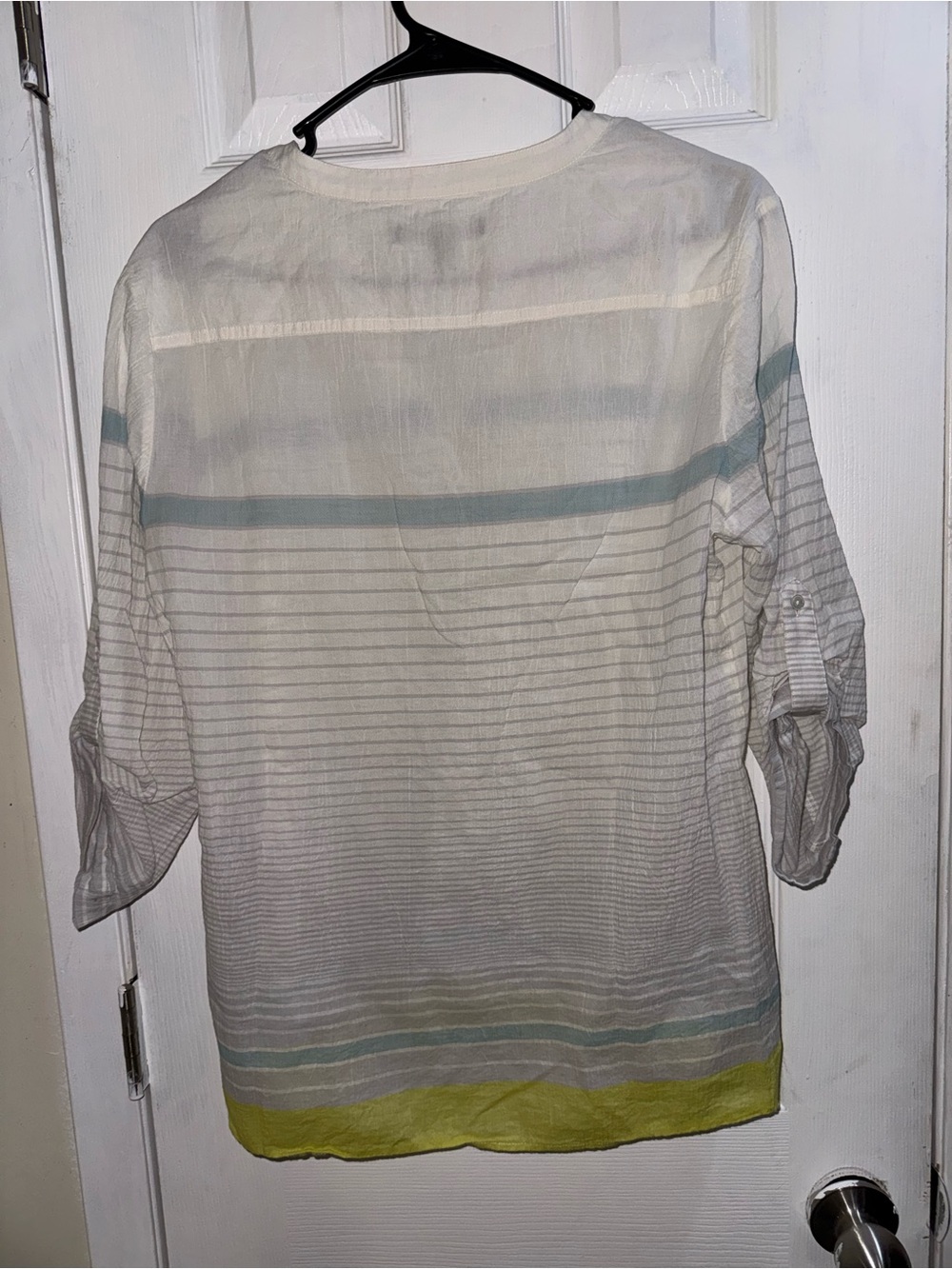 Tommy Bahama Women’s Gauze Tunic Blouse White Blue Lime Green Size M - Picture 5 of 11